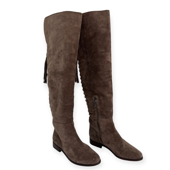 Frye Tina Tassel Lace Back Suede Over The Knee Boots Size 5.5 - Picture 1 of 16